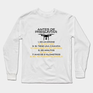 Drone Pregunta Negro Español Long Sleeve T-Shirt